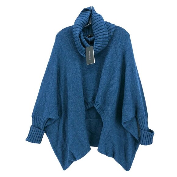 NWT Lafayette 148 NY Dusk Blue Wool Alpaca Blend Batwing Sweater LARGE